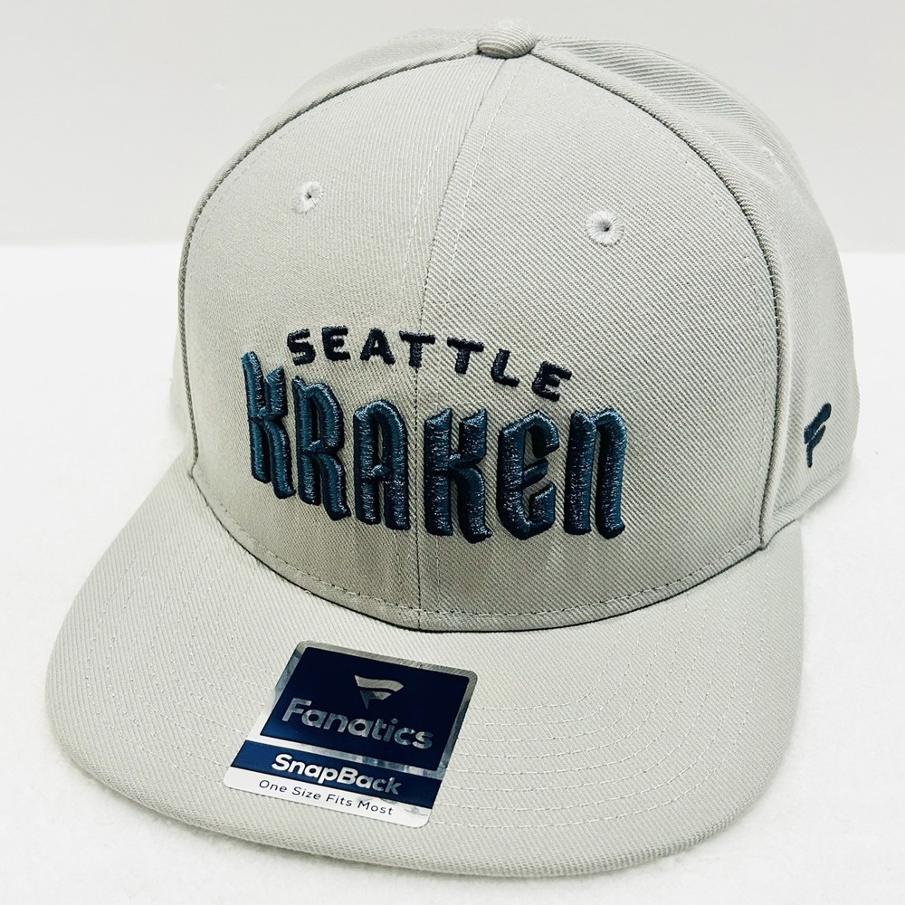 Fanatics Seattle Kraken Wordmark Logo Hat Cap Adjustable Snapback Gray‎ NHL
